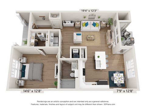a 1 bedroom floorplan is shown in this image